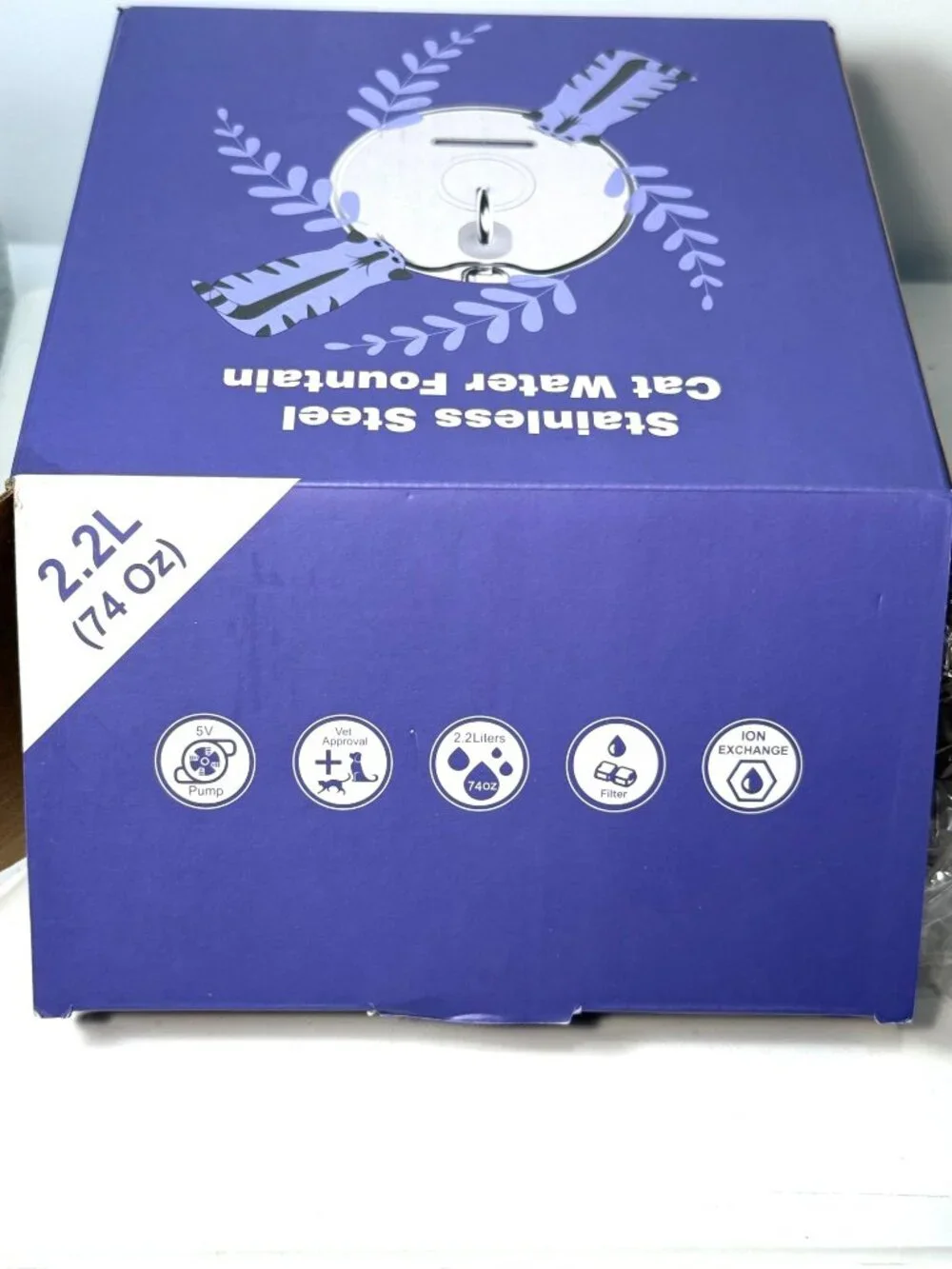 Cat Water Drinking Fountain Brand New in Box Stainless Steel 74oz